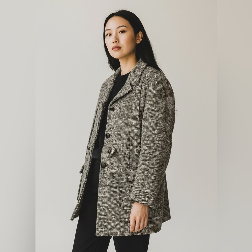 Stratojac Vintage Women's Gray and brown Tweed Coat